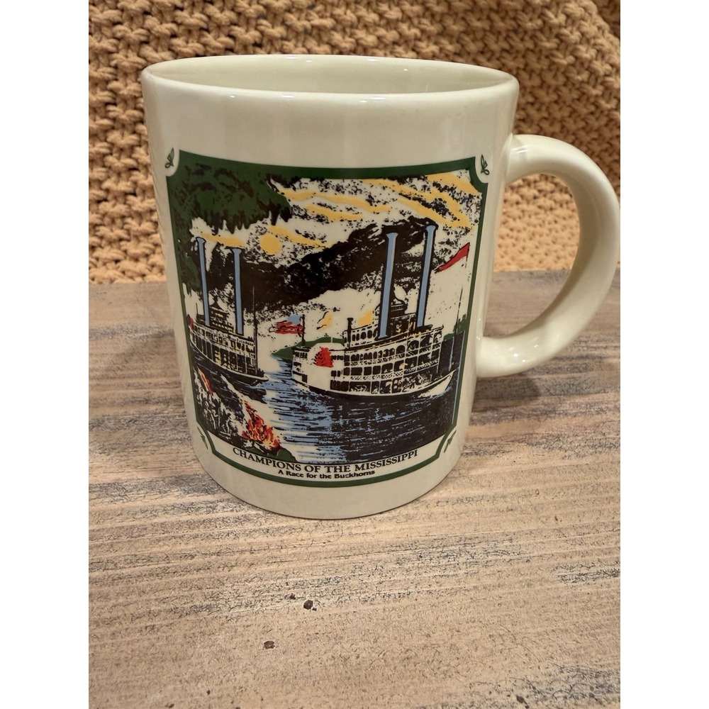 Vintage Currier & Ives Champions Of The Mississippi Race For The Buckhorns Mug